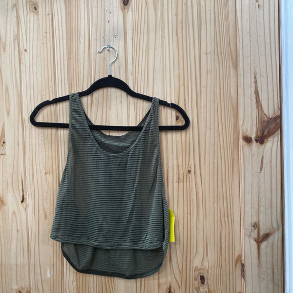 WOMENS LULULEMON OLIVE GREEN SHEER CROP TOP S
