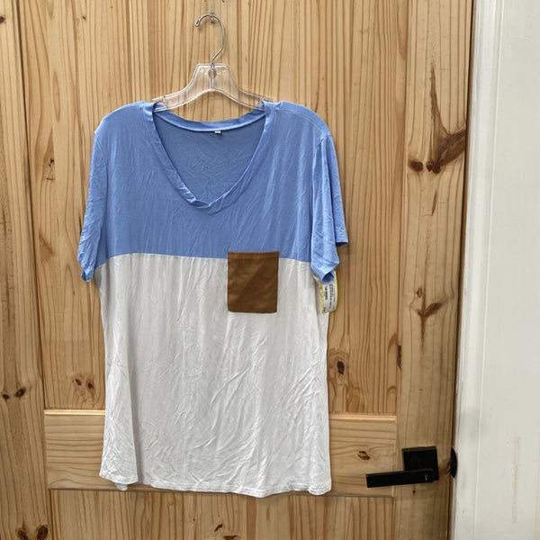 WOMENS SKY BLUE/WHITE/RUST SHIRT XL