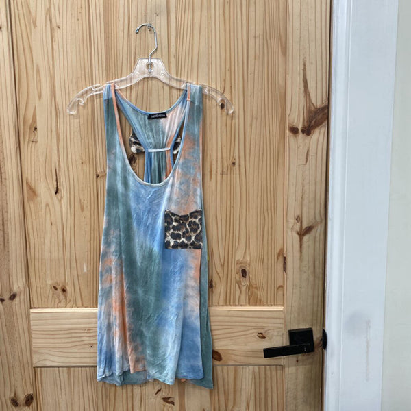 WOMENS HEIMISH U.S.A SL PINK/BLUE TYE DYE TOP L