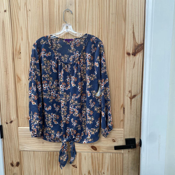 WOMENS WEST KEL DK TEAL FLORAL TOP XL