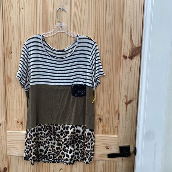 WOMENS HEIMISH U.S.A BLK/WHITE STRIPE /LEOPARD XL