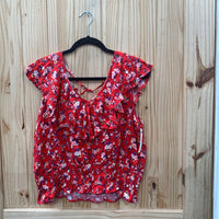 WOMENS NO BOUNDARIES RED FLORAL TOP XXXL