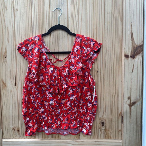 WOMENS NO BOUNDARIES RED FLORAL TOP XXXL