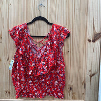 WOMENS NO BOUNDARIES RED FLORAL TOP XXXL