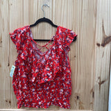 WOMENS NO BOUNDARIES RED FLORAL TOP XXXL