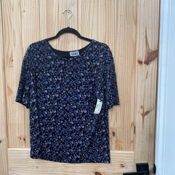 WOMENS TOP THIS BLK FLORAL TOP XL