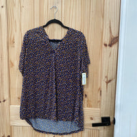 WOMENS BY DESIGN CASUAL TOP NAVY BLUE W/DOTS 3X