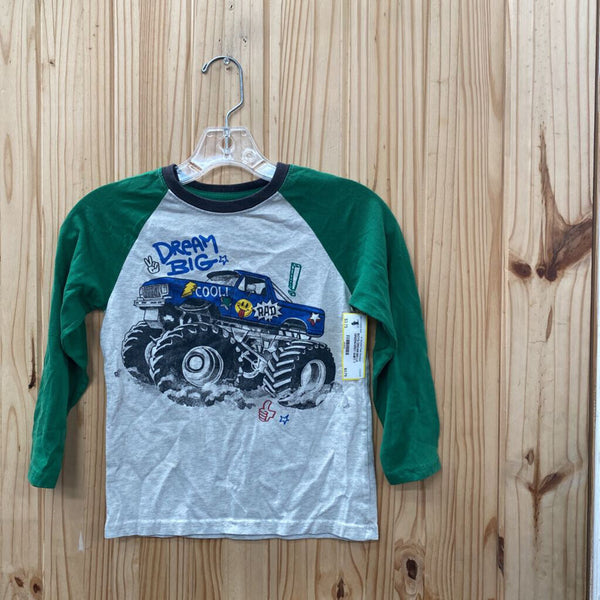 BOYS DREAM BIG LS GREEN/GREY SHIRT 7