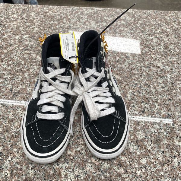 VANS BLK/WHITE CHECKERED HIGH TOPS 3.5