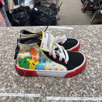 BOYS GROUND UP POKEMON HIGH TOPS BLK/WHITE/RED W/CHARACTERS 13