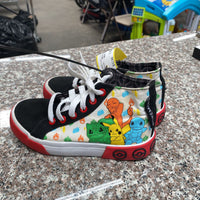 BOYS GROUND UP POKEMON HIGH TOPS BLK/WHITE/RED W/CHARACTERS 13