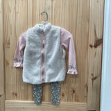 GIRLS LITTLE LASS 3PC SET MAUVE/GREEN FLORAL 5