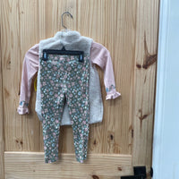 GIRLS LITTLE LASS 3PC SET MAUVE/GREEN FLORAL 5