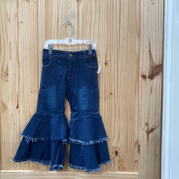 GIRLS DENIM BELL BOTTOMS PANTS 110 4/5