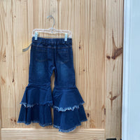 GIRLS DENIM BELL BOTTOMS PANTS 110 4/5