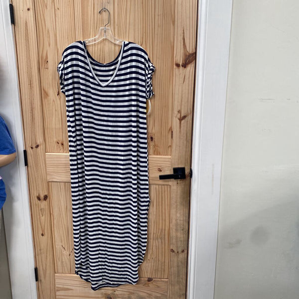 WOMENS RED LOLLY NAVY BLUE/WHITE STRIP DRESS L