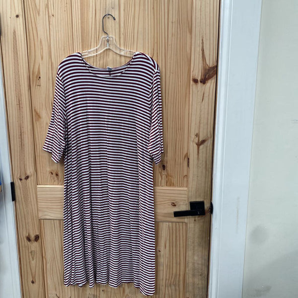 WOMENS OLD NAVY WINE/WHITE STRIPE DRESS XXL TALL