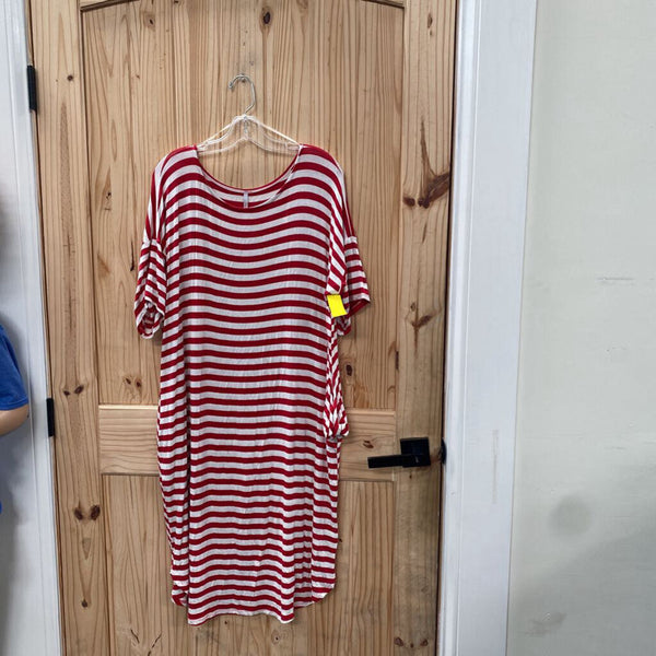 WOMENS RED LOLLY RED/WHITE STRIPE DRESS L