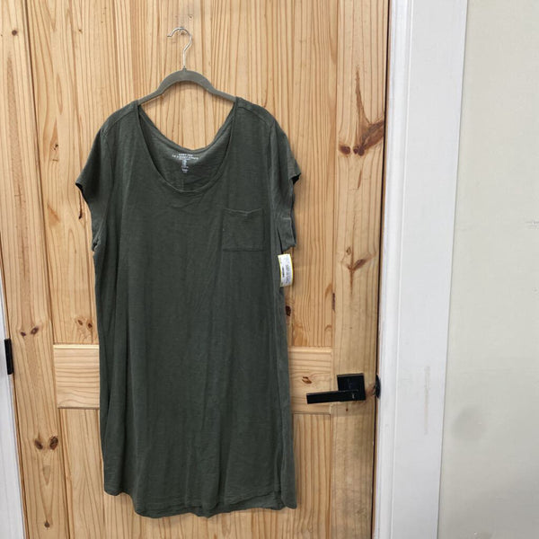 WOMENS GAP DK OLIVE GREEN T-SHIRT DRESS XXL