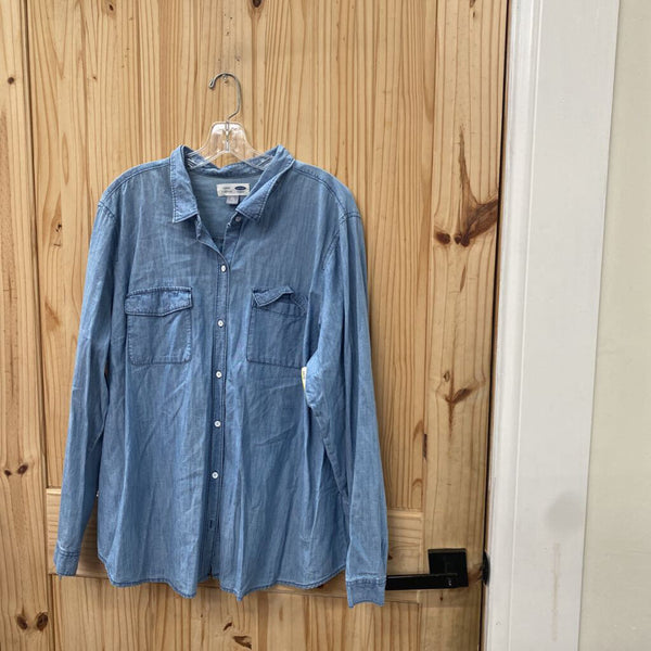 WOMENS OLD NAVY LINEN LS TOP XXL