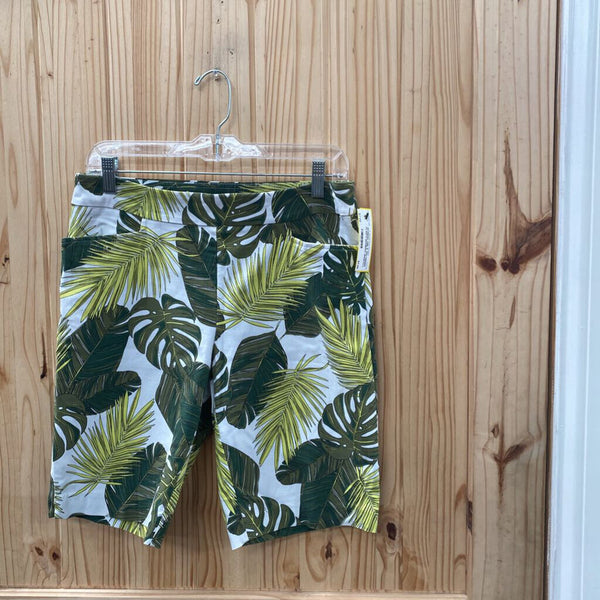 WOMENS TIME & TRU GREEN PLANTS BERMUDA SHORTS L