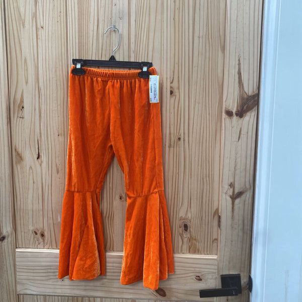 GIRLS ORANGE VELOUR BELL BOTTOM PANTS 130 8