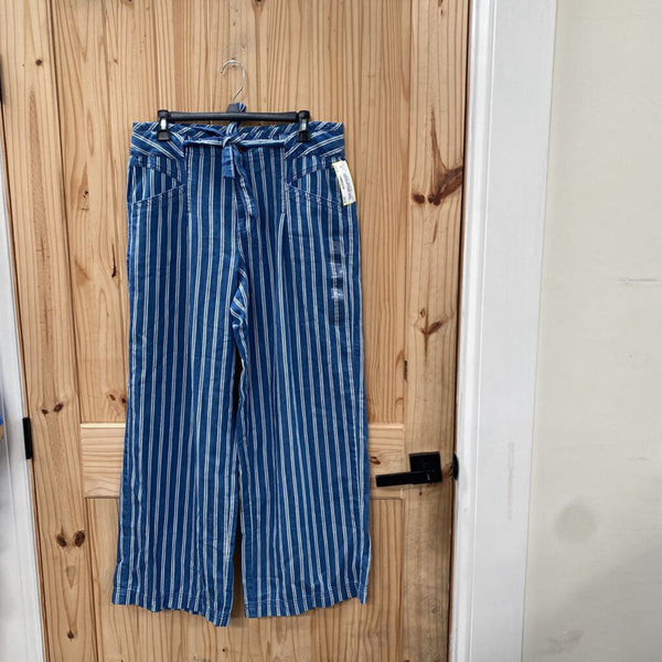 WOMENS AMERICAN EAGLE LINEN/WHITE STRIPE CASUAL PANTS 12 NWT