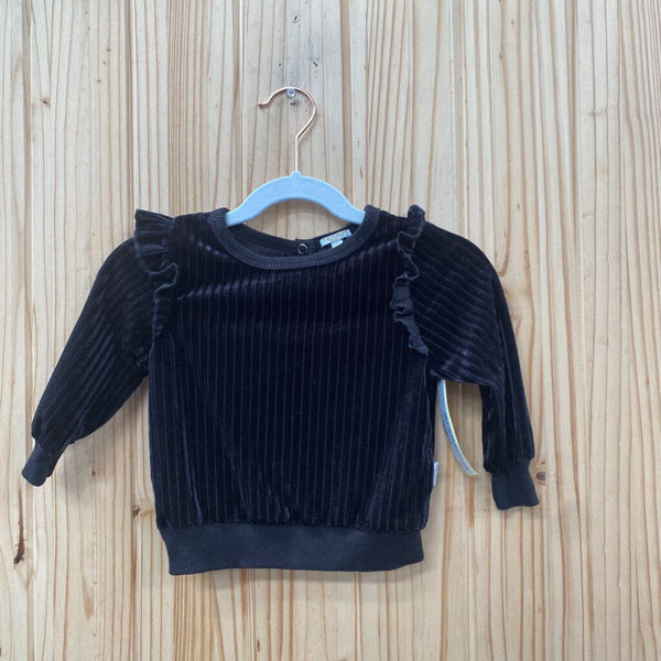 GIRLS TAHARI BLK VELOUR SHIRT 12M