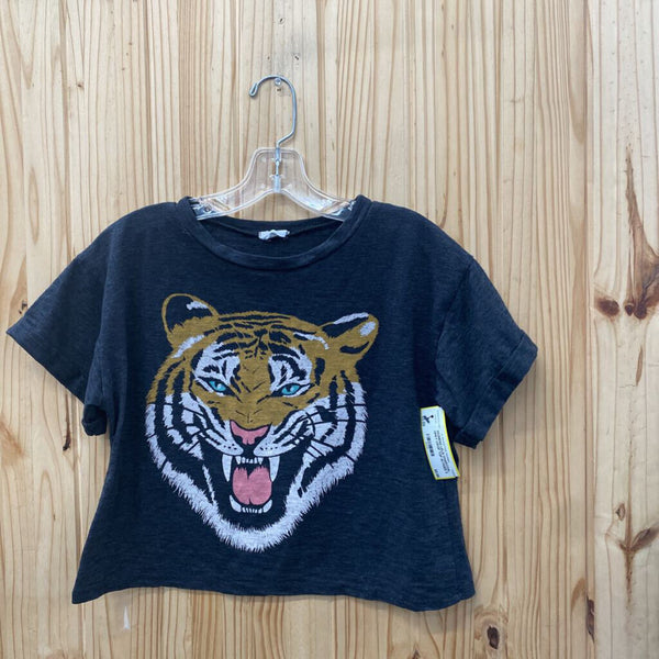 WOMENS LELIS CHARCOAL GREY CROP TOP W/TIGER S