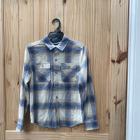 BOYS SCENE & HEARDS LS BUTTON UP SHIRT PLAID CREAM/BLUE 10/12 NWT