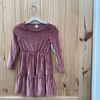 GIRLS SHEIN LS MAUVE VELOUR DRESS 5