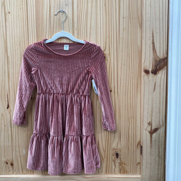 GIRLS SHEIN LS MAUVE VELOUR DRESS 5