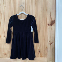 GIRLS OLD NAVY DK NAVY BLUE VELOUR LS DRESS S 6//7
