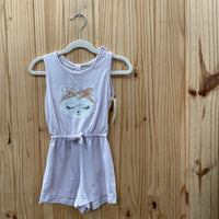 GIRLS BTWEEN PURPLE/WHITE STRIPE SL ROPMER W/UNICORN 5