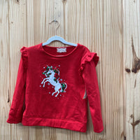 GIRLS BTWEEN RED SWEATSHIRT W/UNICORN 6