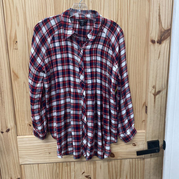 WOMENS INTRO LS PLAID SHIRT RED/WHITE/NAVY BLUE/BLK PS