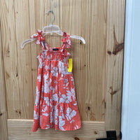 GIRLS SOCIAL STANDARD CORAL/WHITE SL DRESS 4/5