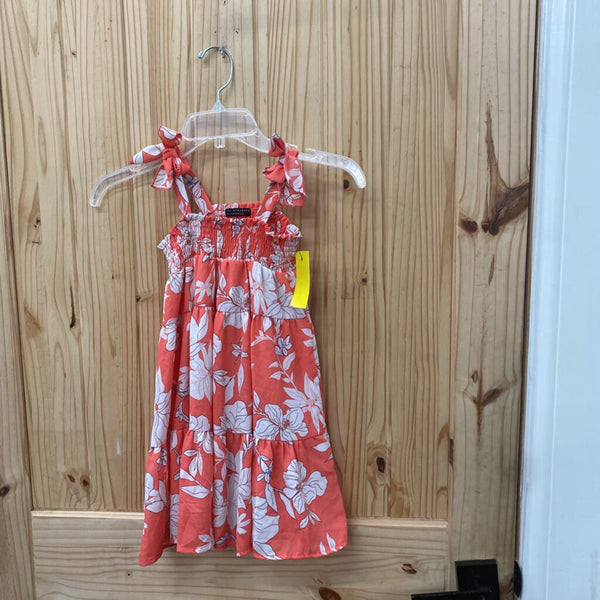 GIRLS SOCIAL STANDARD CORAL/WHITE SL DRESS 4/5
