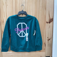 GIRLS CAT & JACK FOREVER PEACE DK GREEN SWEATSHIRT XL 14 NWT