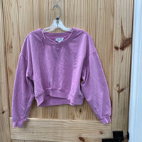 WOMENS HIPPIE ROSE LT FUSHIA SWEATSHIRT CROP TOP S