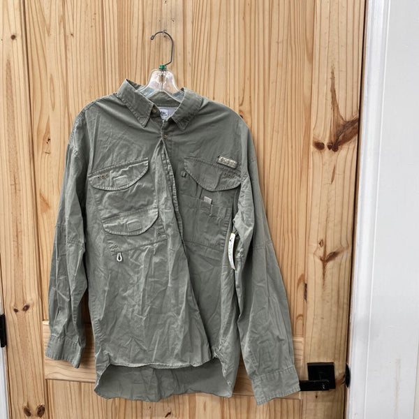 MENS COLUMBIA OLIVE GREEN LS SHIRT S