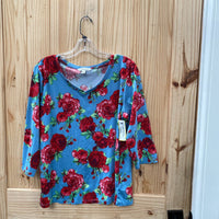 WOMENS THE PIONEER WOMAN LT TEAL FLORAL SHIRT M