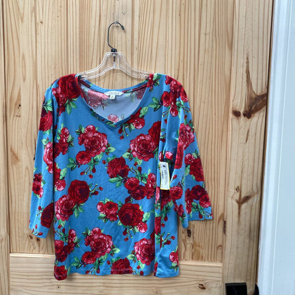 WOMENS THE PIONEER WOMAN LT TEAL FLORAL SHIRT M