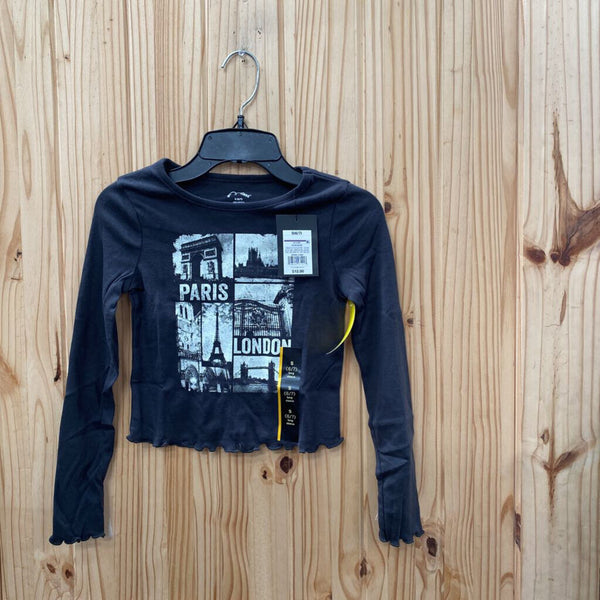 GIRLS ART CLASS PARIS LONDON LS CHARCOASL GREY SHIRT S 6/7 NWT