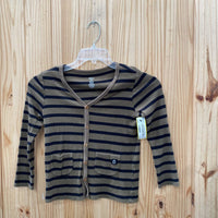BOYS RAGS BUTTON UP SHIRT OLIVE GREEN/BLK STRIPE 5/6