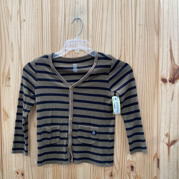 BOYS RAGS BUTTON UP SHIRT OLIVE GREEN/BLK STRIPE 5/6