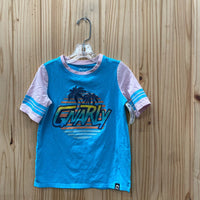 BOYS RAGS GNARLY SKY BLUE/PINK SHIRT W/PALM TREES 5/6