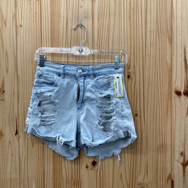 WOMENS AMERICAN EAGLE LT DENIM DIST. SHORTS 2