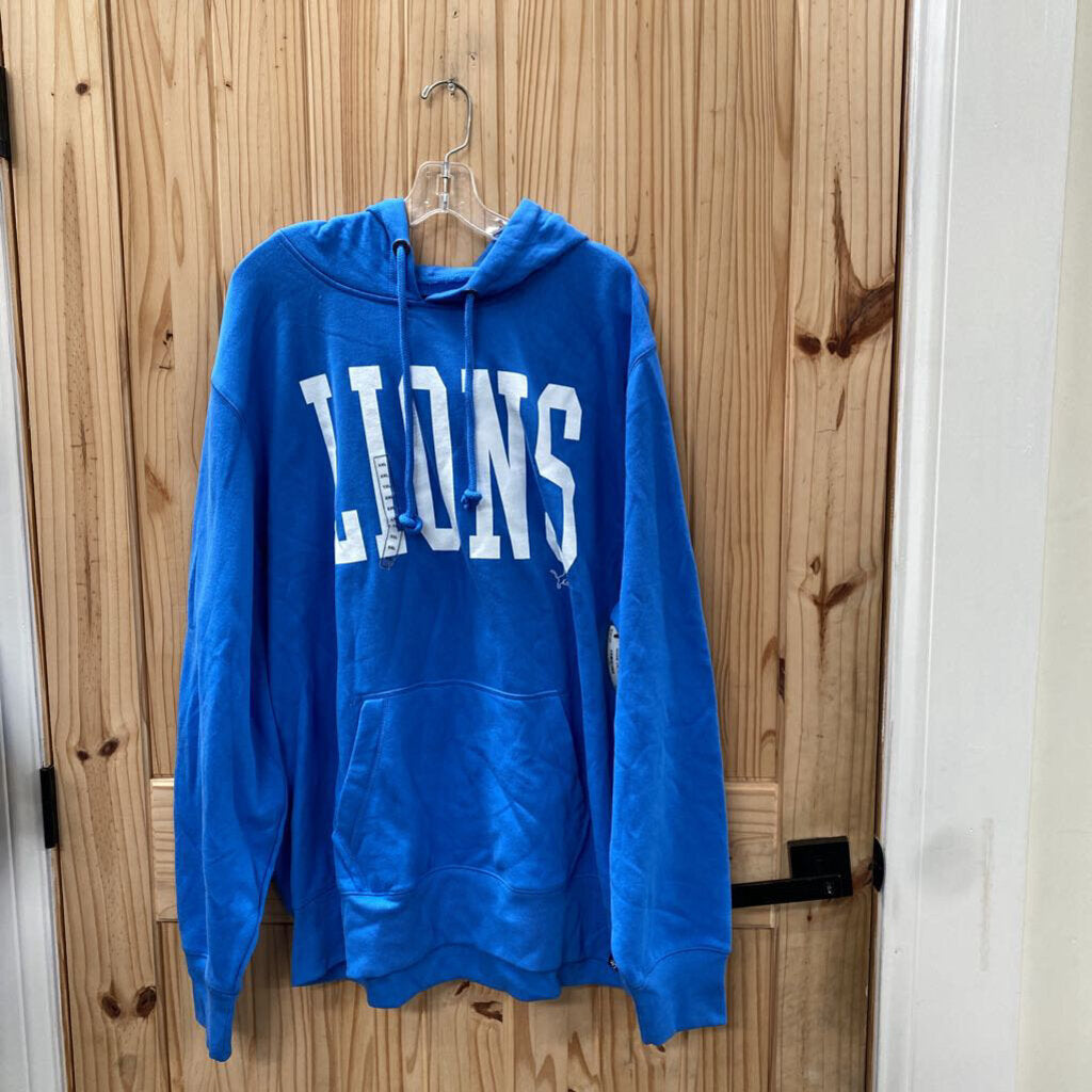 MENS LIONS BLUE/WHITE HOODIE XXL NWT