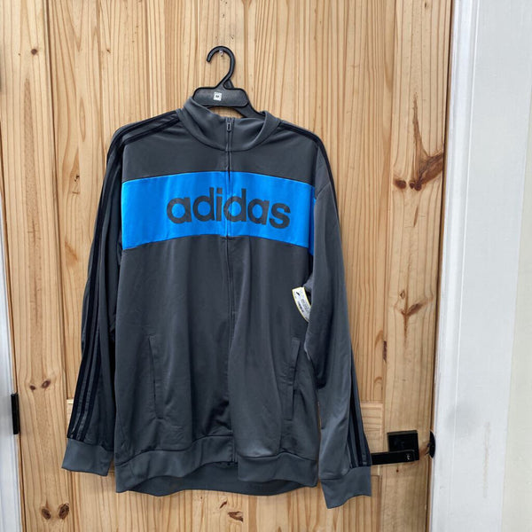 MENS ADIDAS JACKET DK GREY/SKY BLUE XL